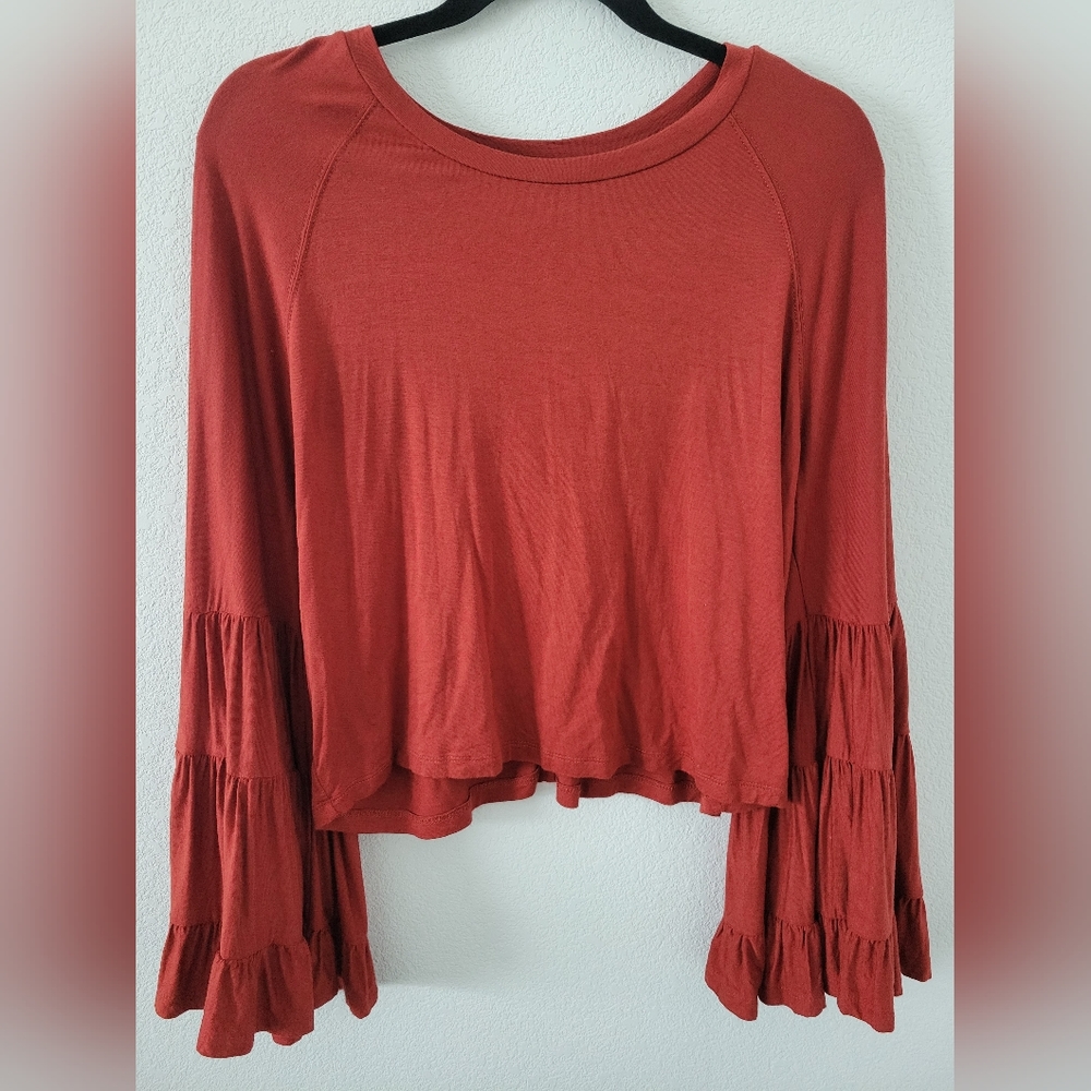Rust colored bell sleeve top